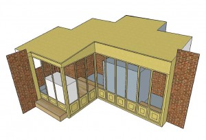 Het ontwerp voor de ombouw, gebaseerd op hoe het er vroeger moet hebben uitgezien.